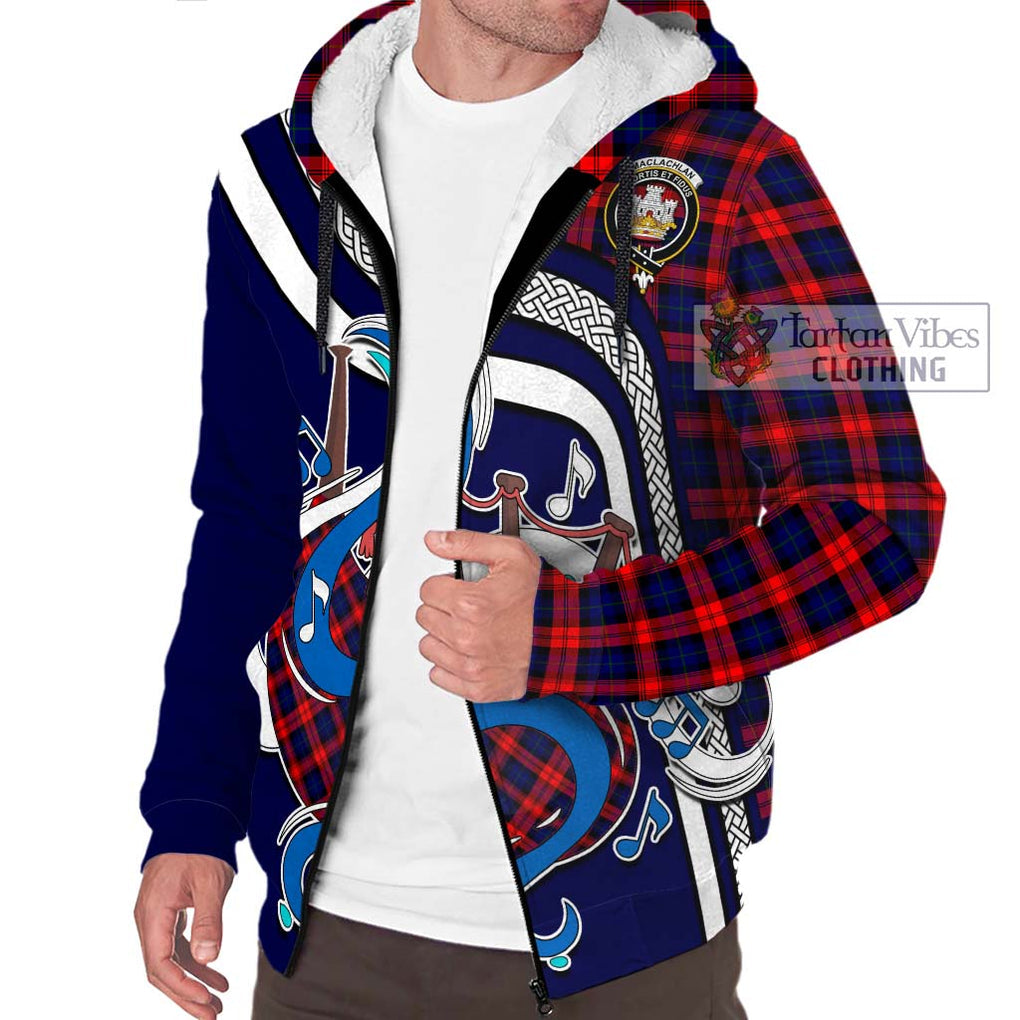 MacLachlan Modern Tartan Sherpa Hoodie with Epic Bagpipe Style Unisex - Tartanvibesclothing Shop