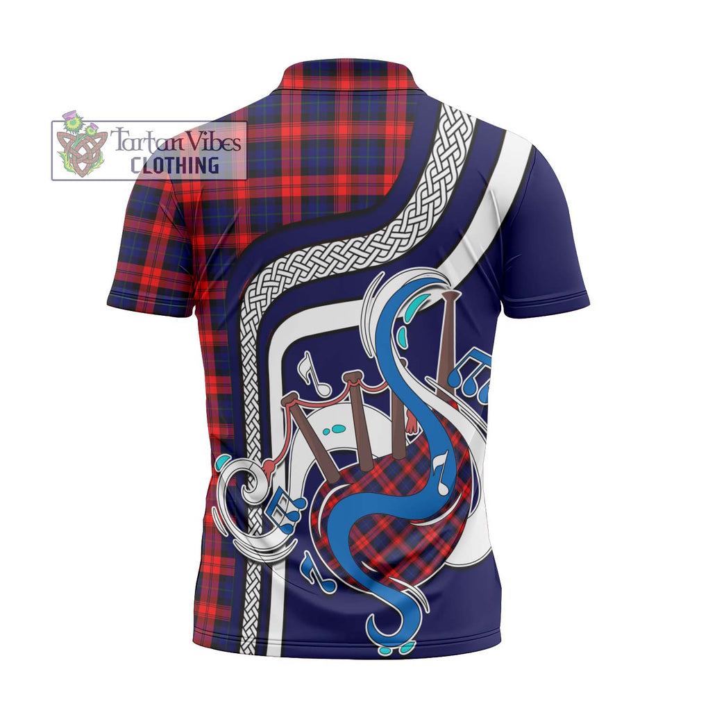 MacLachlan Modern Tartan Zipper Polo Shirt with Epic Bagpipe Style - Tartanvibesclothing Shop