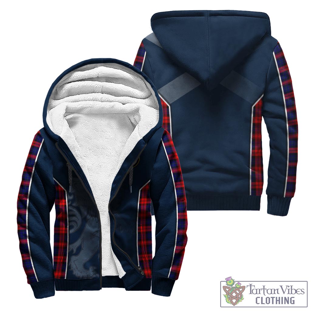 Tartan Vibes Clothing MacLachlan Modern Tartan Sherpa Hoodie with Family Crest and Lion Rampant Vibes Sport Style