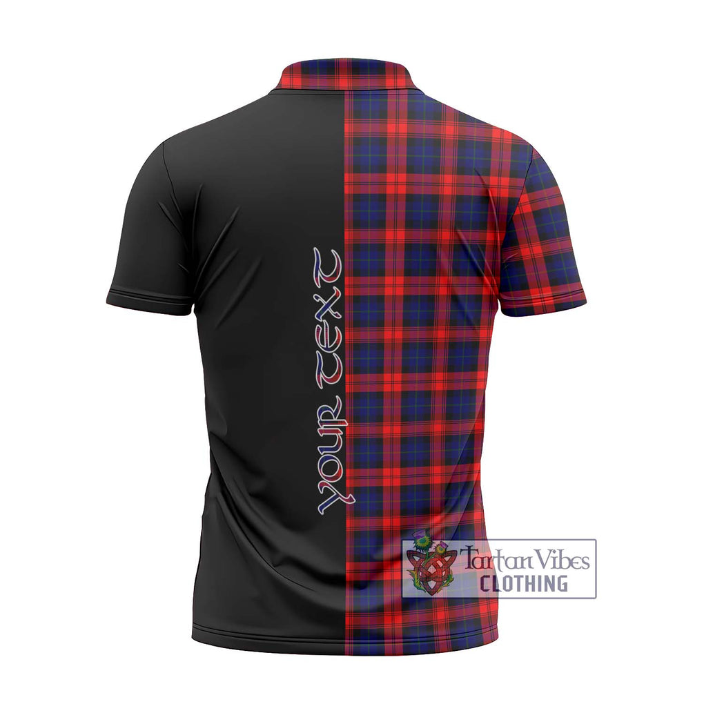 MacLachlan Modern Tartan Zipper Polo Shirt with Family Crest and Half Of Me Style - Tartanvibesclothing Shop