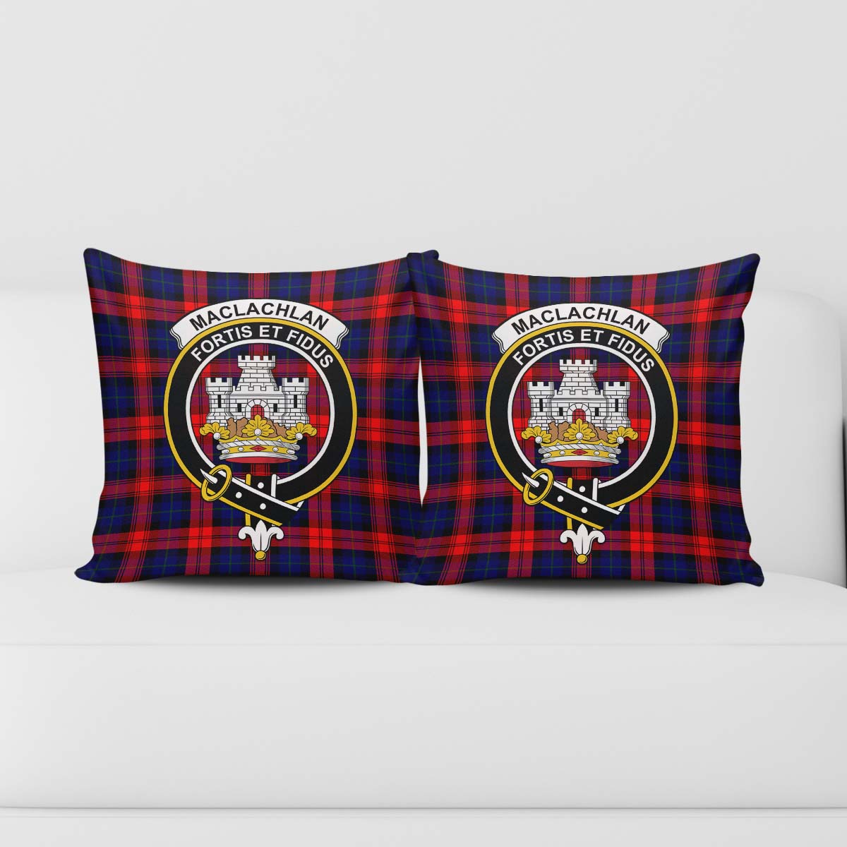 MacLachlan Modern Tartan Pillow Cover with Family Crest - Tartanvibesclothing