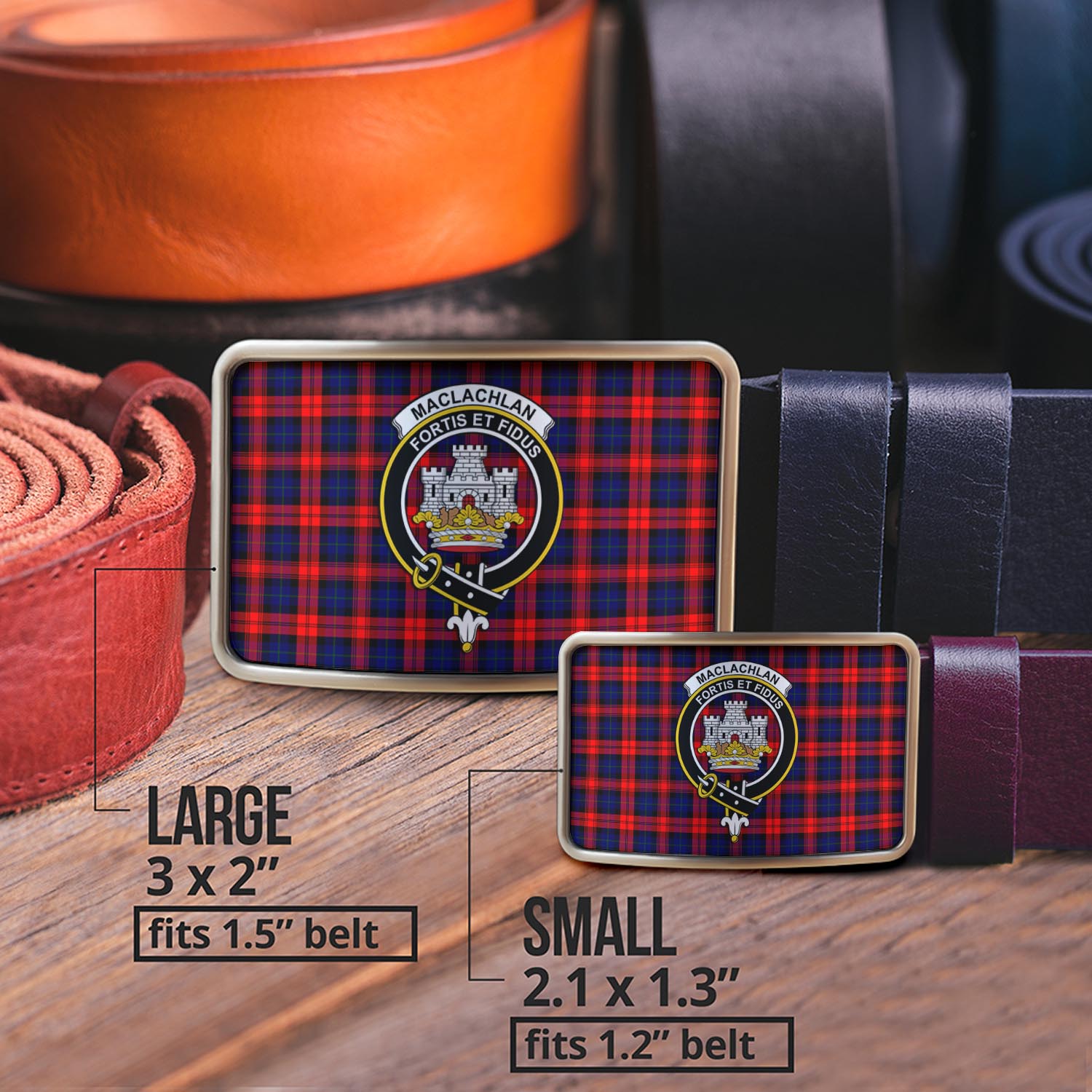 MacLachlan Modern Tartan Belt Buckles with Family Crest - Tartanvibesclothing