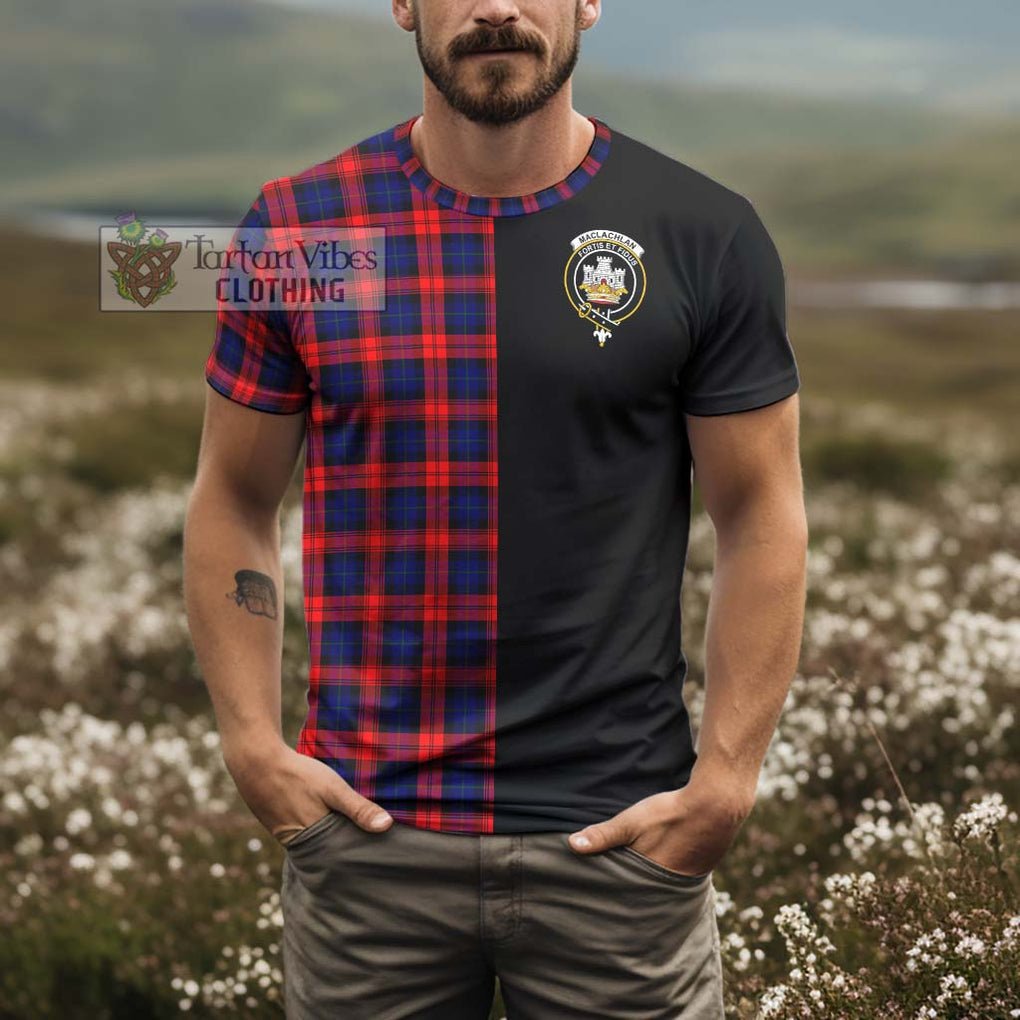 MacLachlan Modern Tartan T-Shirt with Family Crest and Half Of Me Style - Tartanvibesclothing Shop