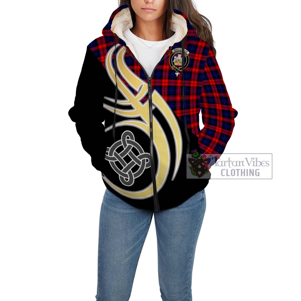 MacLachlan Modern Tartan Sherpa Hoodie with Family Crest and Celtic Symbol Style Unisex - Tartan Vibes Clothing