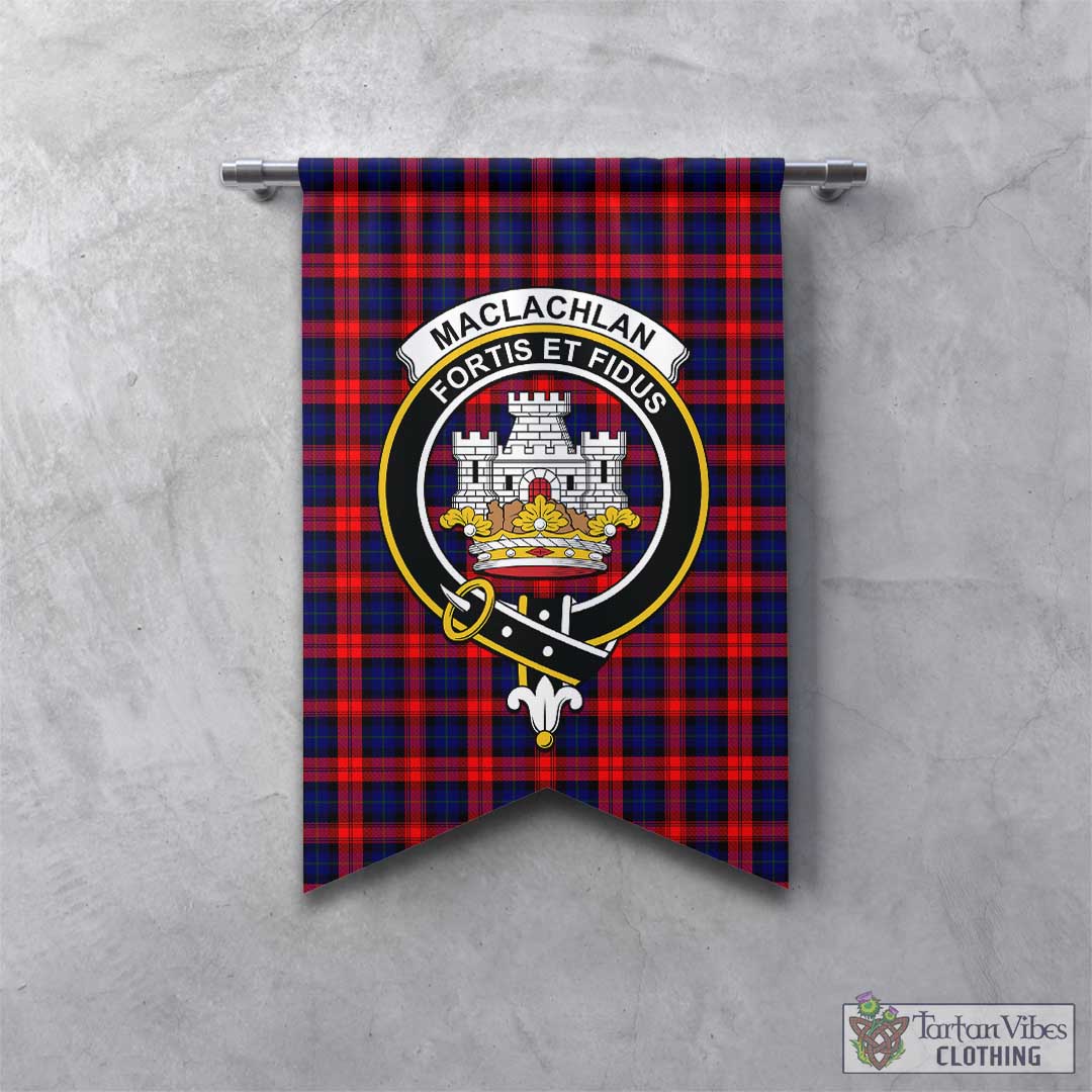 Tartan Vibes Clothing MacLachlan Modern Tartan Gonfalon, Tartan Banner with Family Crest