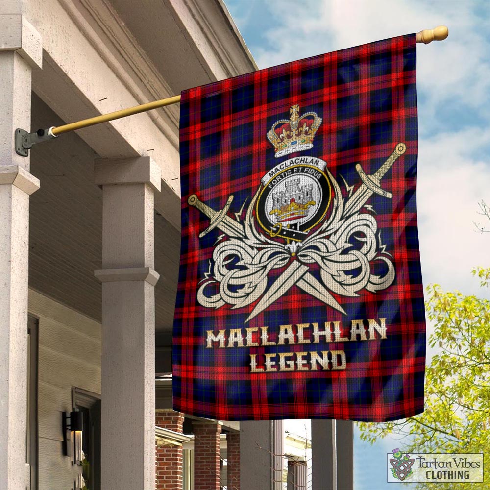 Tartan Vibes Clothing MacLachlan Modern Tartan Flag with Clan Crest and the Golden Sword of Courageous Legacy