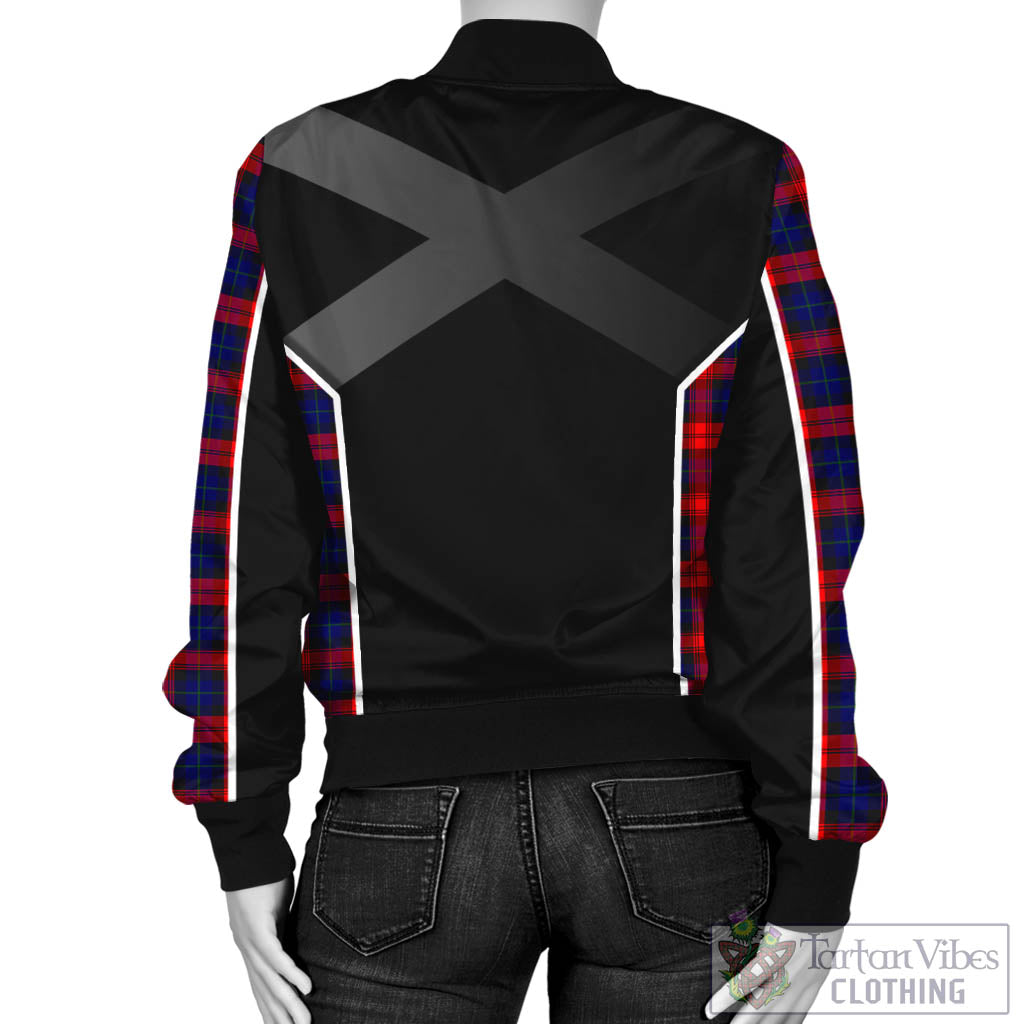 Tartan Vibes Clothing MacLachlan Modern Tartan Bomber Jacket with Family Crest and Scottish Thistle Vibes Sport Style