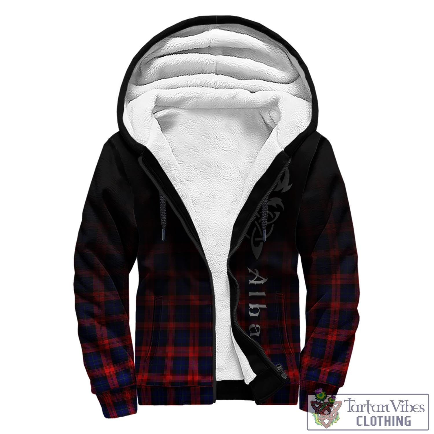 Tartan Vibes Clothing MacLachlan Modern Tartan Sherpa Hoodie Featuring Alba Gu Brath Family Crest Celtic Inspired