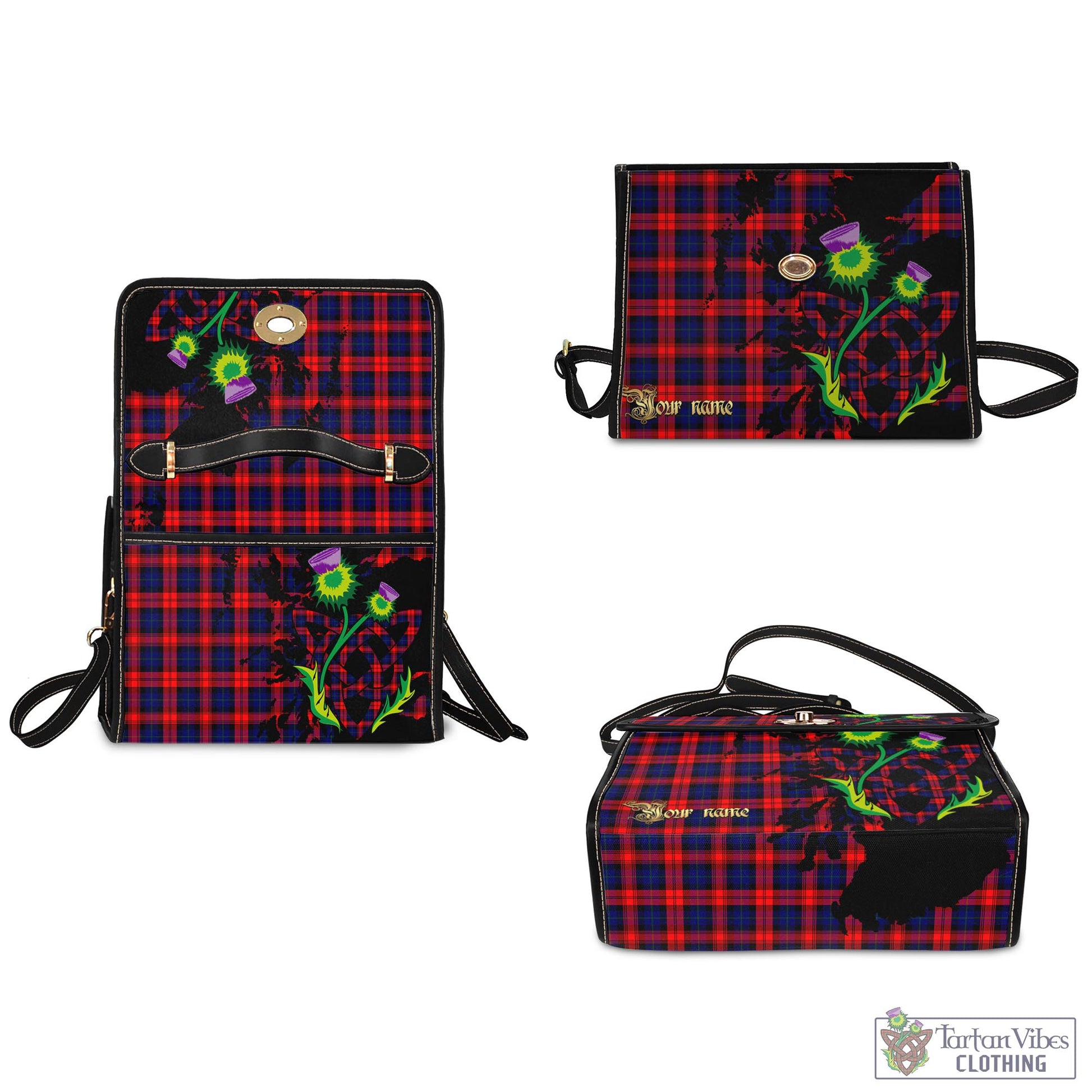 Tartan Vibes Clothing MacLachlan Modern Tartan Waterproof Canvas Bag with Scotland Map and Thistle Celtic Accents