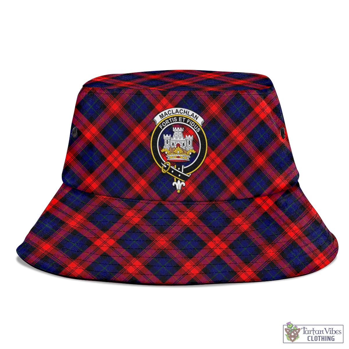 Tartan Vibes Clothing MacLachlan Modern Tartan Bucket Hat with Family Crest