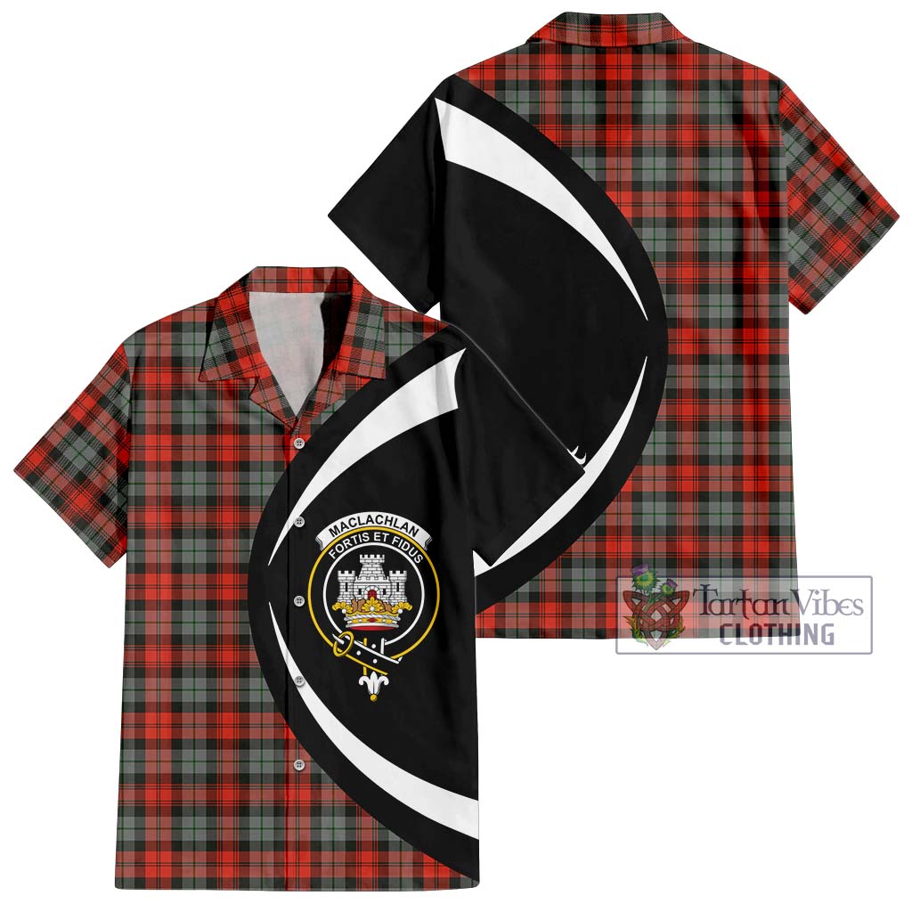 MacLachlan Weathered Tartan Short Sleeve Button Up with Family Crest Circle Style Kid - Tartan Vibes Clothing