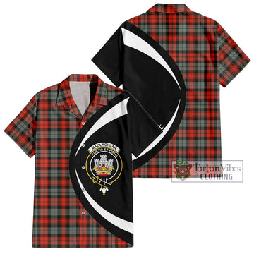 MacLachlan Weathered Tartan Short Sleeve Button Up with Family Crest Circle Style