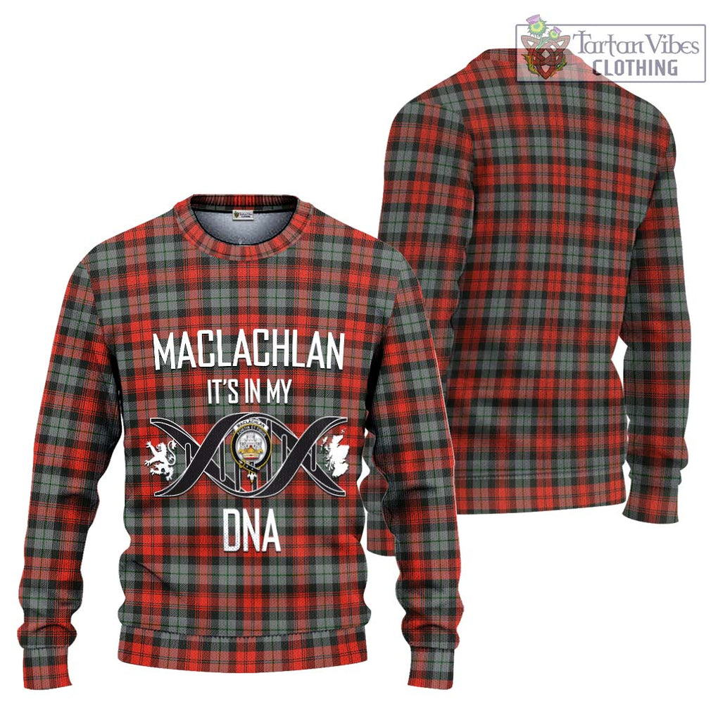 MacLachlan Weathered Tartan Knitted Sweater with Family Crest DNA In Me Style Unisex - Tartanvibesclothing Shop