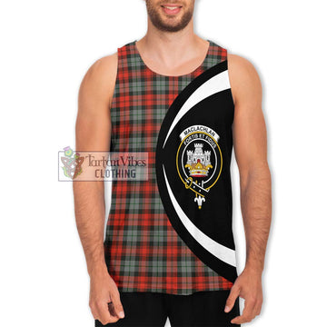 MacLachlan Weathered Tartan Men's Tank Top with Family Crest Circle Style