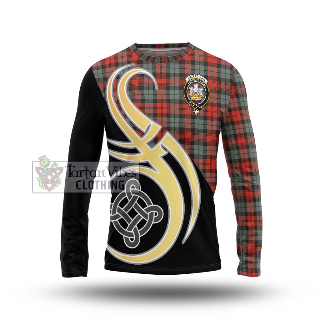 MacLachlan Weathered Tartan Long Sleeve T-Shirt with Family Crest and Celtic Symbol Style Unisex - Tartan Vibes Clothing