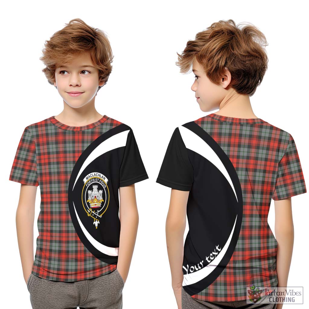 MacLachlan Weathered Tartan Kid T-Shirt with Family Crest Circle Style Youth XL Size14 - Tartan Vibes Clothing