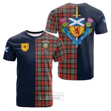 MacLachlan Weathered Tartan Cotton T-shirt Alba with Scottish Lion Royal Arm Half Style