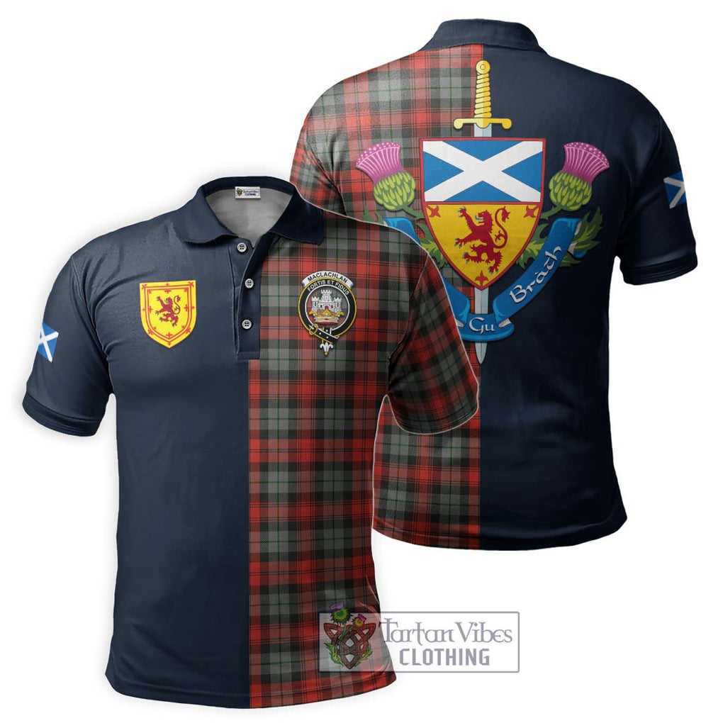 Tartan Vibes Clothing MacLachlan Weathered Tartan Polo Shirt with Scottish Lion Royal Arm Half Style