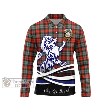 MacLachlan Weathered Tartan Long Sleeve Polo Shirt with Alba Gu Brath Regal Lion Emblem