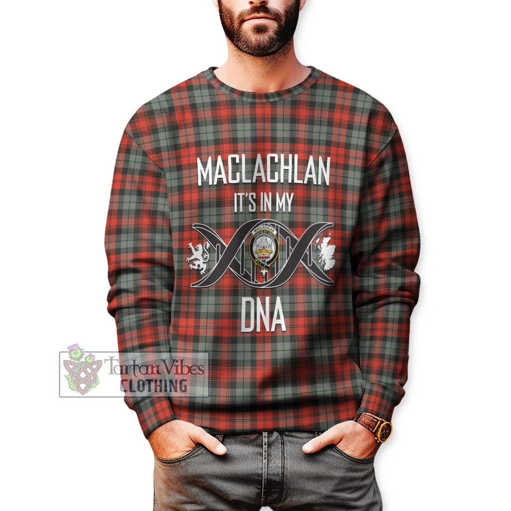 MacLachlan Weathered Tartan Sweatshirt with Family Crest DNA In Me Style Unisex - Tartanvibesclothing Shop