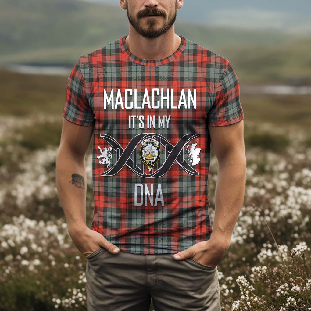 MacLachlan Weathered Tartan T-Shirt with Family Crest DNA In Me Style Kid's Shirt - Tartan Vibes Clothing