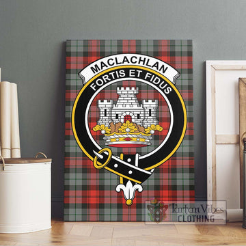 MacLachlan Weathered Tartan Canvas Print Wall Art with Family Crest