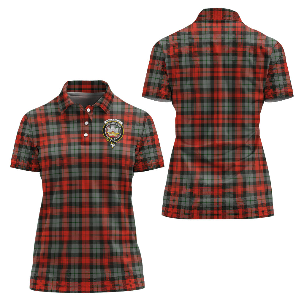 MacLachlan Weathered Tartan Polo Shirt with Family Crest For Women Women - Tartan Vibes Clothing