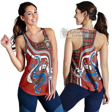 MacLachlan Weathered Tartan Women's Racerback Tanks with Epic Bagpipe Style