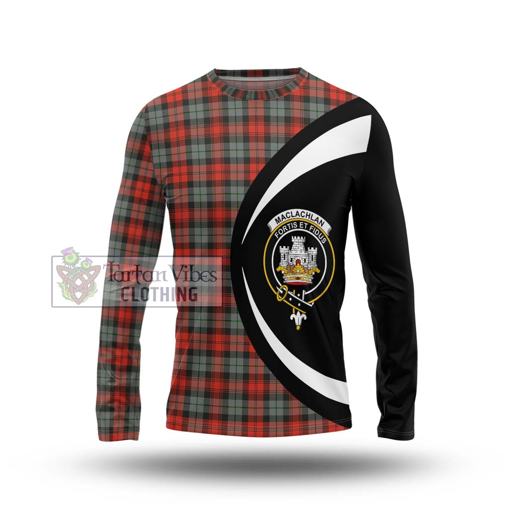 MacLachlan Weathered Tartan Long Sleeve T-Shirt with Family Crest Circle Style Unisex - Tartan Vibes Clothing