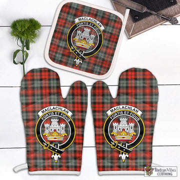 MacLachlan Weathered Tartan Combo Oven Mitt & Pot-Holder with Family Crest