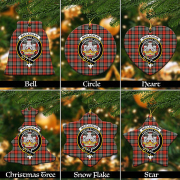 MacLachlan Weathered Tartan Christmas Ceramic Ornaments with Family Crest