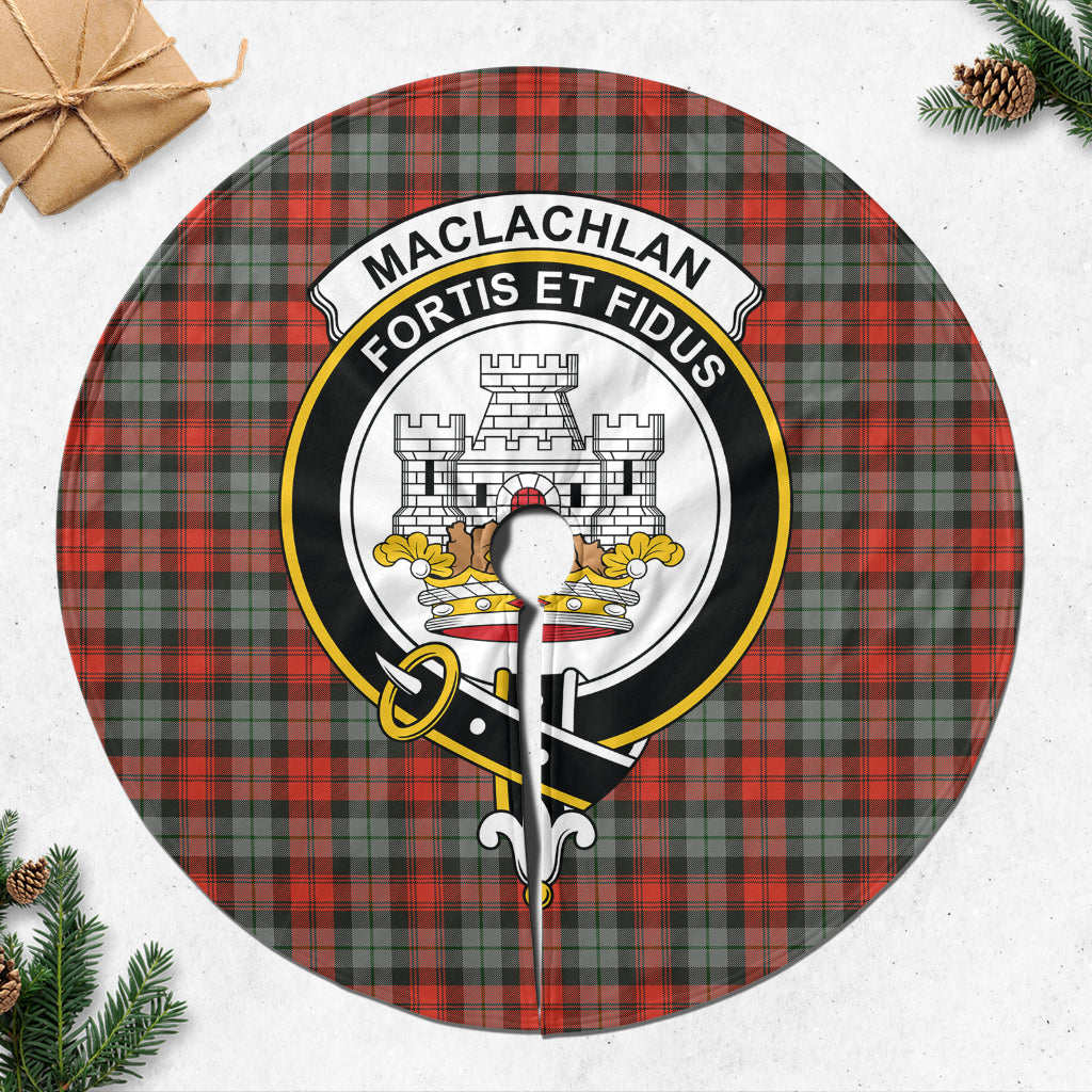 MacLachlan Weathered Tartan Christmas Tree Skirt with Family Crest - Tartanvibesclothing