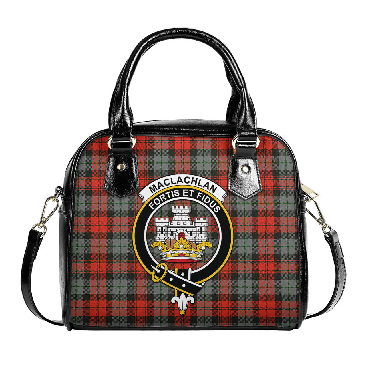 MacLachlan Weathered Tartan Shoulder Handbags with Family Crest One Size 6*25*22 cm - Tartanvibesclothing