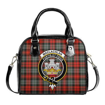 MacLachlan Weathered Tartan Shoulder Handbags with Family Crest