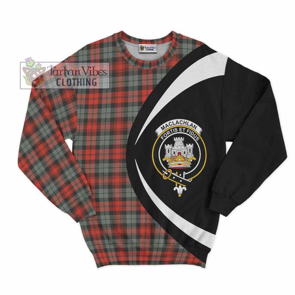 MacLachlan Weathered Tartan Sweatshirt with Family Crest Circle Style Unisex - Tartan Vibes Clothing