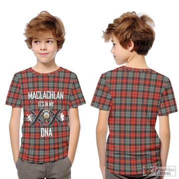 MacLachlan Weathered Tartan Kid T-Shirt with Family Crest DNA In Me Style