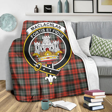 MacLachlan Weathered Tartan Blanket with Family Crest