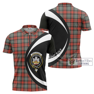 MacLachlan Weathered Tartan Zipper Polo Shirt with Family Crest Circle Style