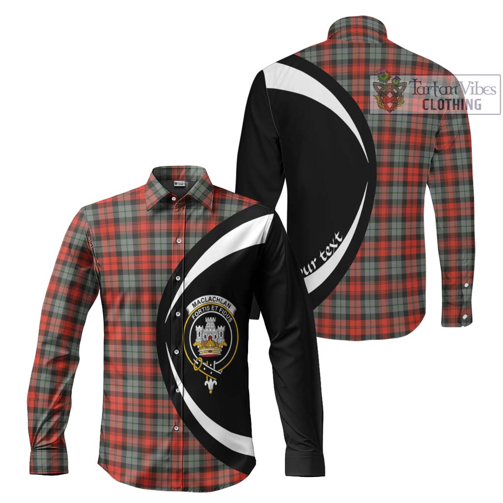 MacLachlan Weathered Tartan Long Sleeve Button Up with Family Crest Circle Style Men's Shirt S - Tartan Vibes Clothing