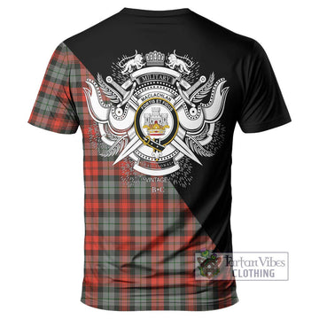 MacLachlan Weathered Tartan T-Shirt with Family Crest and Military Logo Style