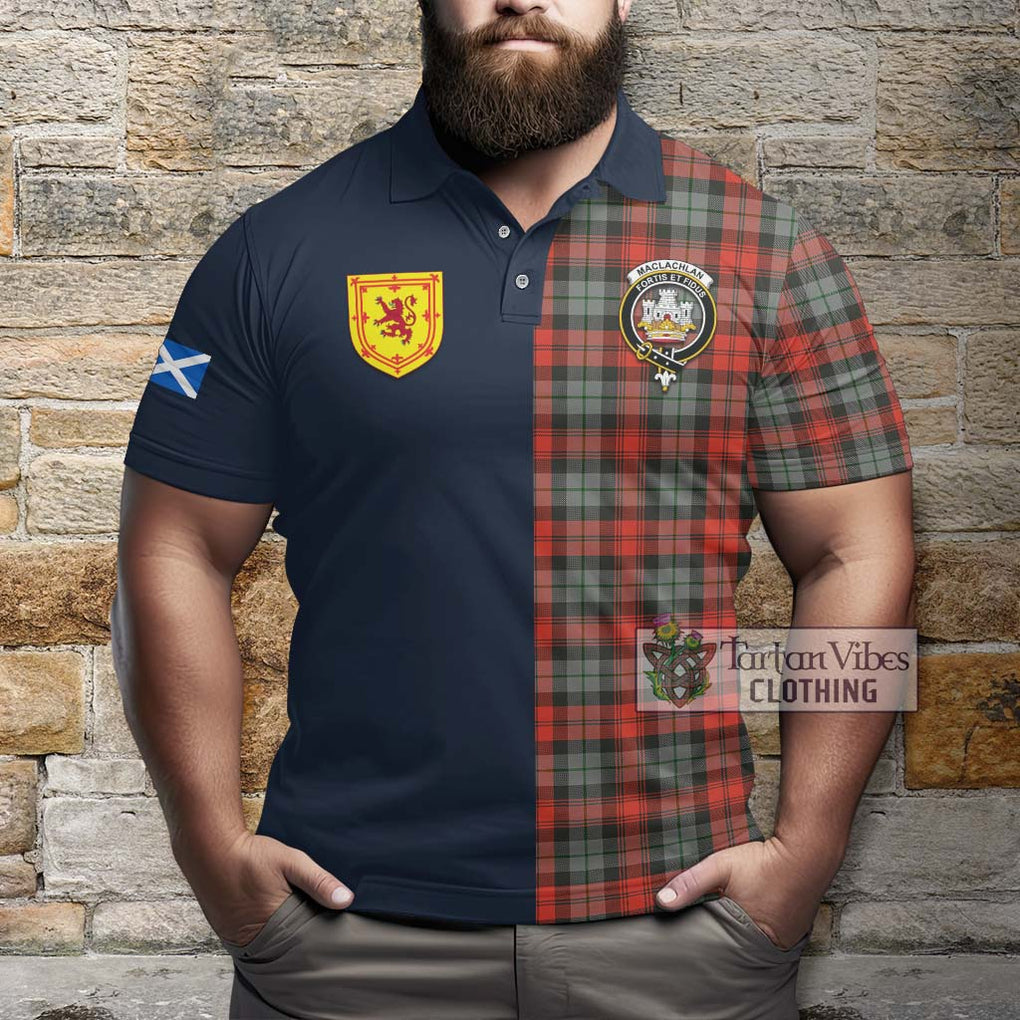 Tartan Vibes Clothing MacLachlan Weathered Tartan Polo Shirt with Scottish Lion Royal Arm Half Style