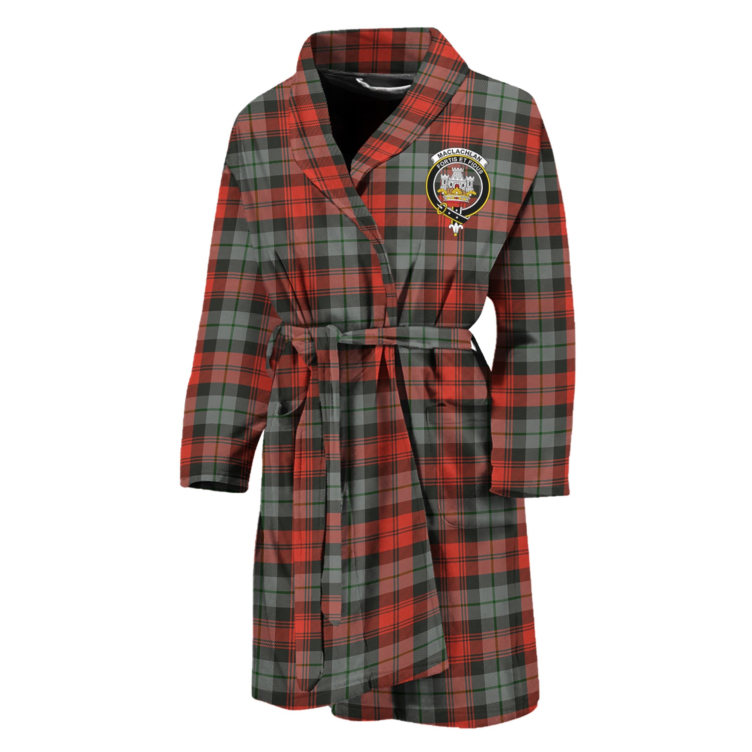 MacLachlan Weathered Tartan Bathrobe with Family Crest Unisex M - Tartan Vibes Clothing