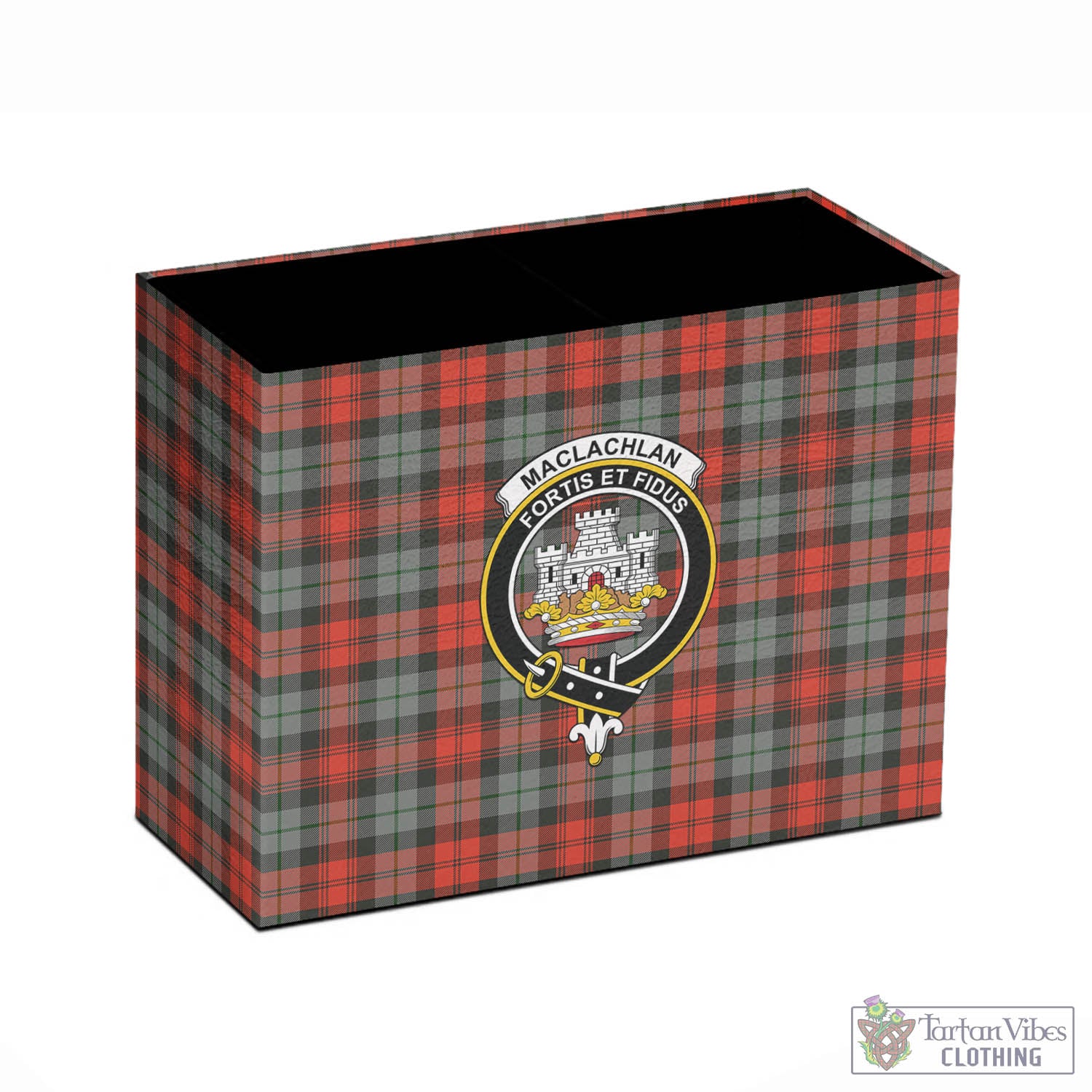 Tartan Vibes Clothing MacLachlan Weathered Tartan Pen Holder with Family Crest