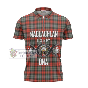 MacLachlan Weathered Tartan Zipper Polo Shirt with Family Crest DNA In Me Style