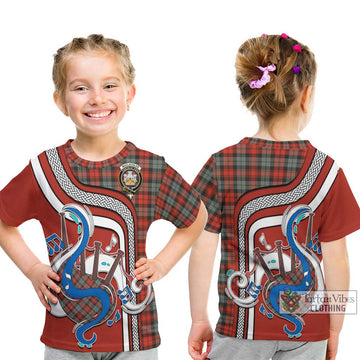 MacLachlan Weathered Tartan Kid T-Shirt with Epic Bagpipe Style