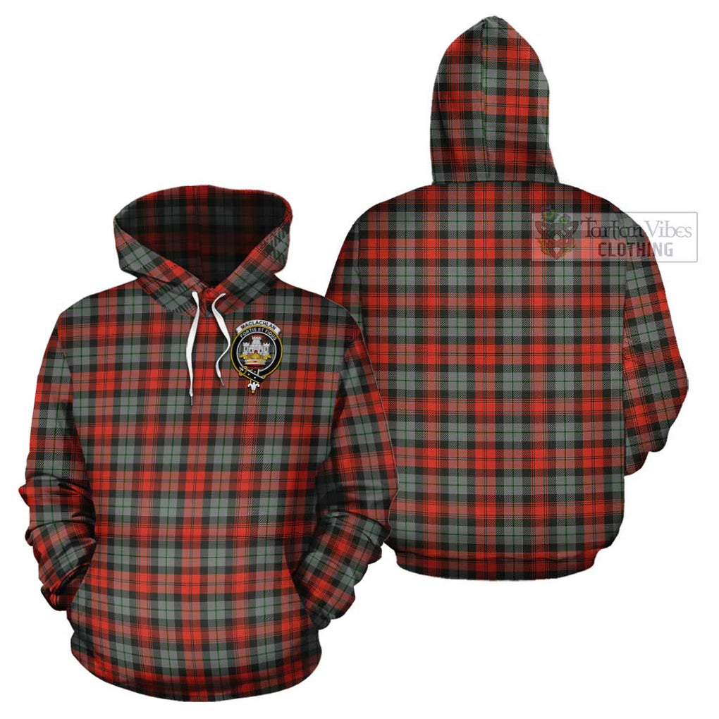 MacLachlan Weathered Tartan Cotton Hoodie with Family Crest Pullover Hoodie - Tartan Vibes Clothing