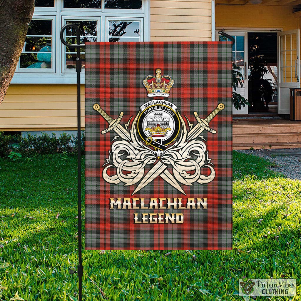 Tartan Vibes Clothing MacLachlan Weathered Tartan Flag with Clan Crest and the Golden Sword of Courageous Legacy