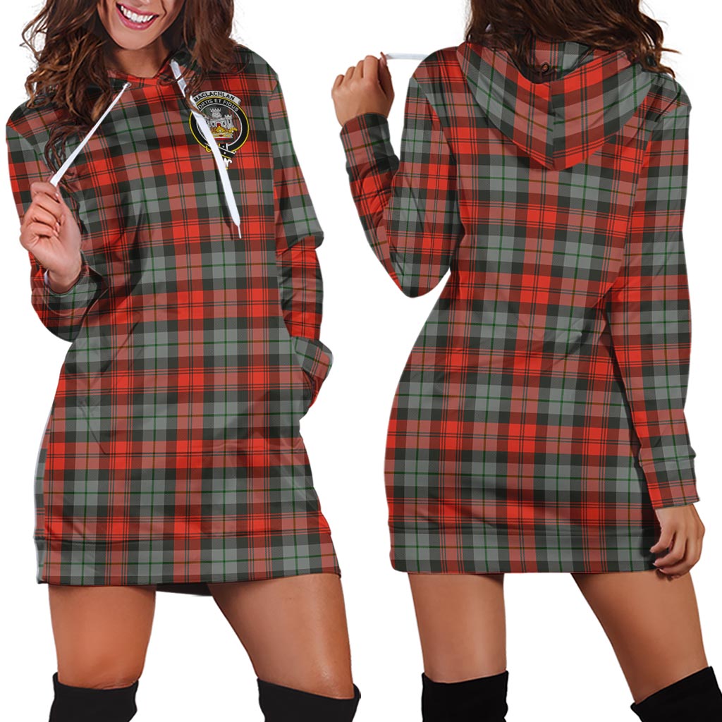 MacLachlan Weathered Tartan Hoodie Dress with Family Crest - Tartan Vibes Clothing