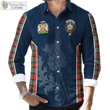 MacLachlan Weathered Tartan Long Sleeve Button Up Shirt with Family Crest and Scottish Thistle Vibes Sport Style