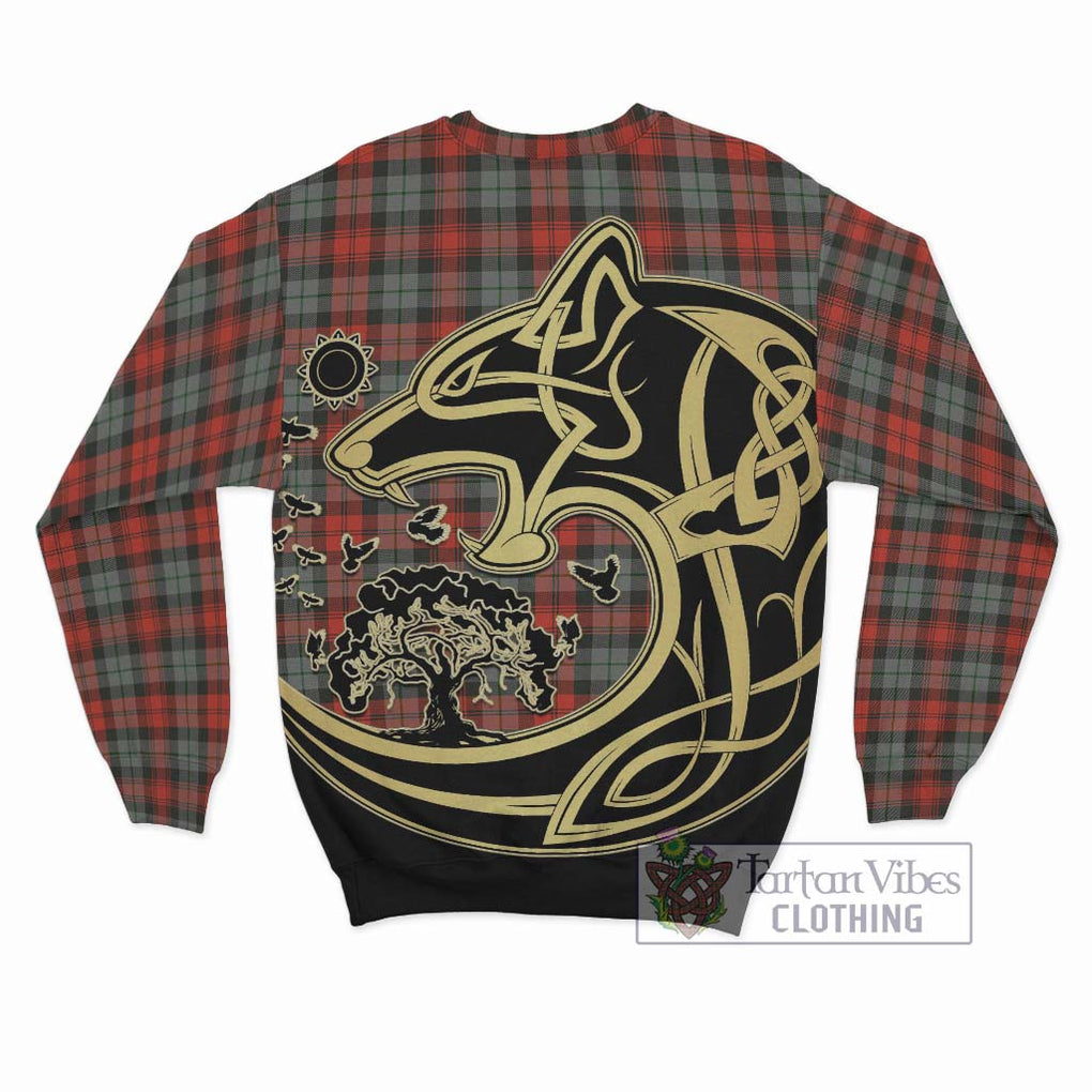 MacLachlan Weathered Tartan Sweatshirt with Family Crest Celtic Wolf Style - Tartan Vibes Clothing